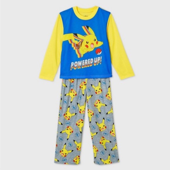 Pokemon Boys Blue Yellow Pikachu 2Pc Pajama Set - Picture 1 of 1